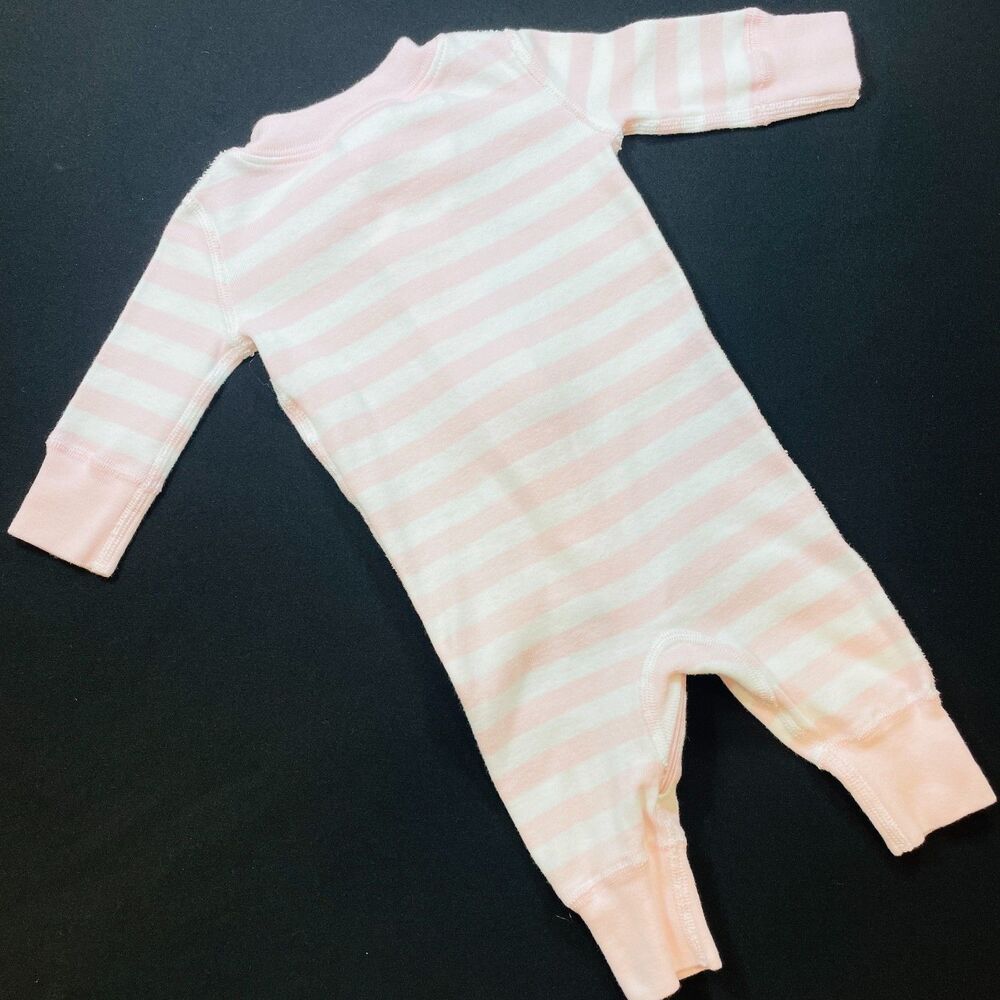 ~ Hanna Andersson Sleeper Pajama 0-6mo Zip Pink White Long Sleeve Organic Cotton - Picture 9 of 11